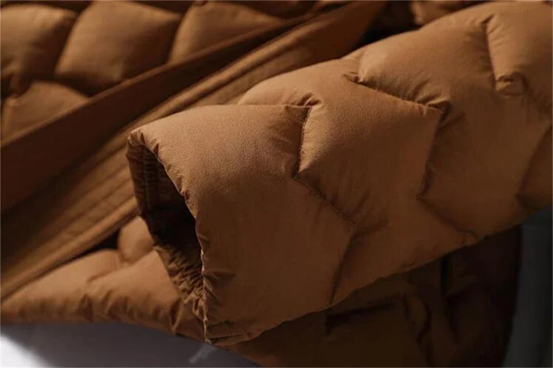 Women Elegant Tie Belt Long Cotton White Duck Down Parka Lightweight Down Jacket With Belt