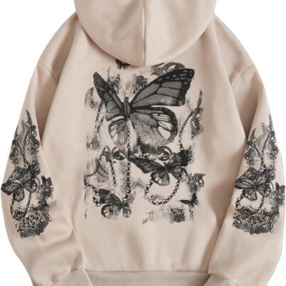 Women's Graphic Hoodies Heart Print Drawstring Long Sleeve Pocket Sweatshirt Pullover Tops